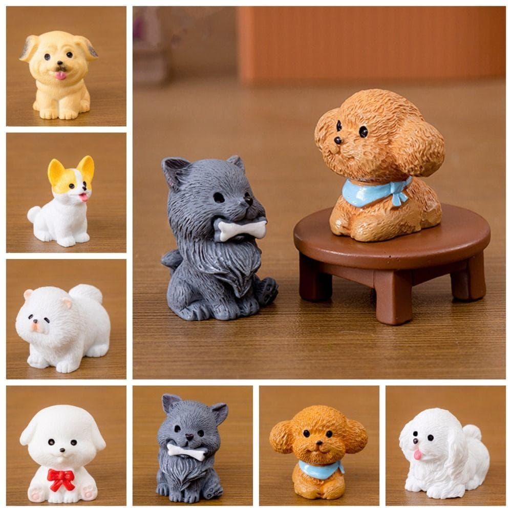 MXFASHIONE Estatuetas De Animais , Miniaturas De Cachorro Fofas Feitas À Mão Em Resina , Enfeites Engraçados De Micro Pa