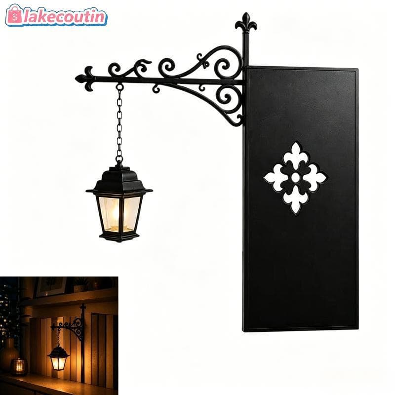 la Retro Fixado Na Parede Lanterna De Ferro Oco Design Floral À Prova Dwaterproof Água Ao Ar Livre Decoração Interior Pa