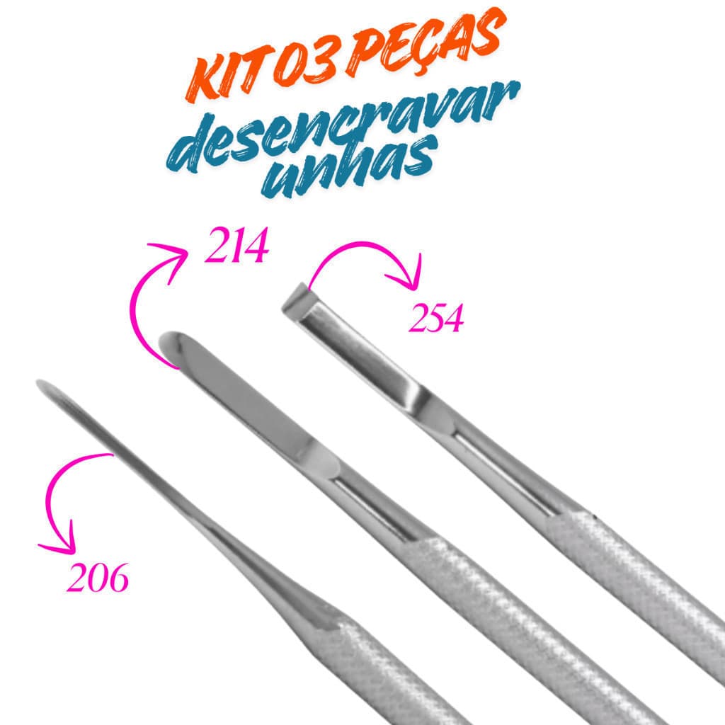 Kit 03 peças Bisturi 206, 214  Formão 254 manicure  pedicure desencravar unha encravada do pé