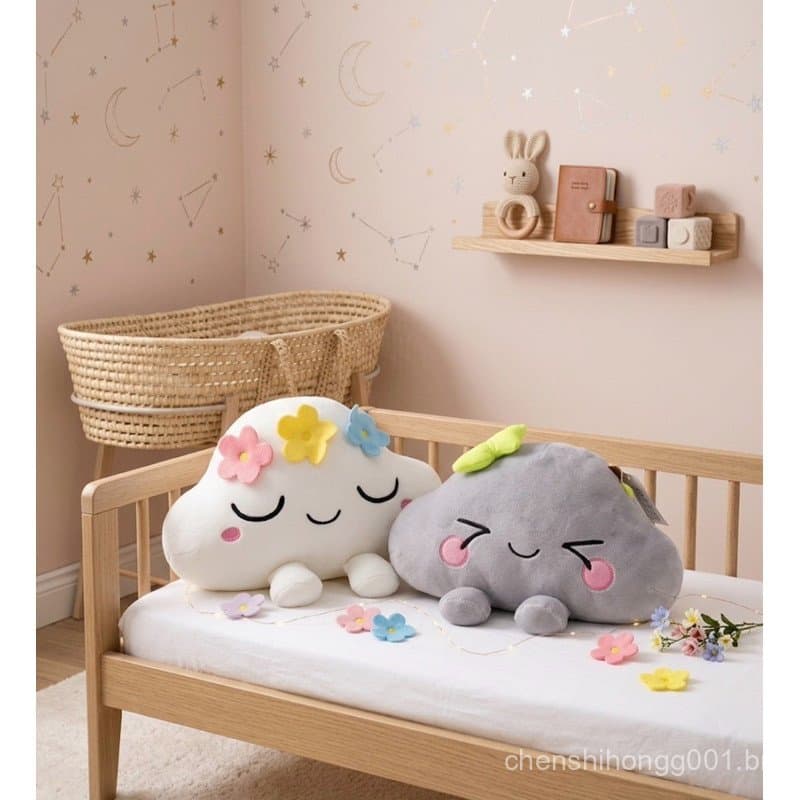 Pelúcia Nuvem Fofinha Brqnca e Cinza 30cm Kawaii Almofada Infantil Macia Envio Imediato