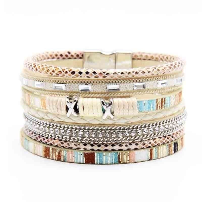 Pulseira de alta qualidade novo estilo jóias corda trançada à mão senhoras pulseira europeu americano boêmio fivela magn