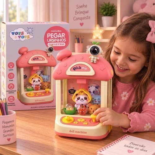 Brinquedo Maquina Pega Ursinho Infantil Com Luzes E Sons Divertido