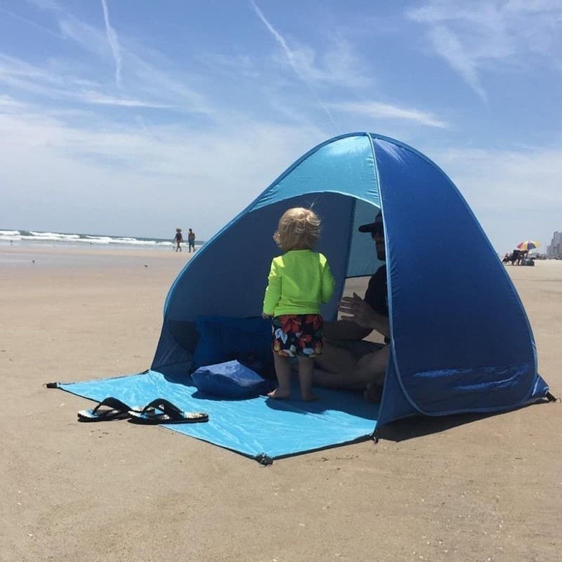 Barraca Tenda Proteção Solar Praia Acampamento Uv Portátil Tem cortina de porta e bolsa portátil