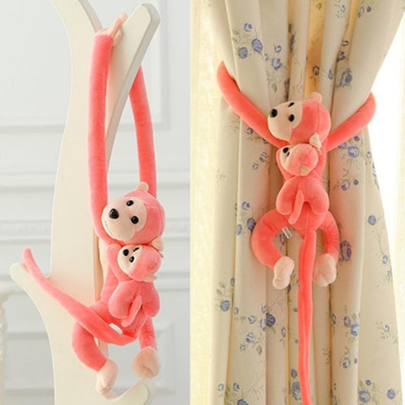 Adorável 70cm Filho Na Parte Traseira Da Mãe Braço Longo Cauda Animal Macaco Boneca De Pelúcia Brinquedos LS