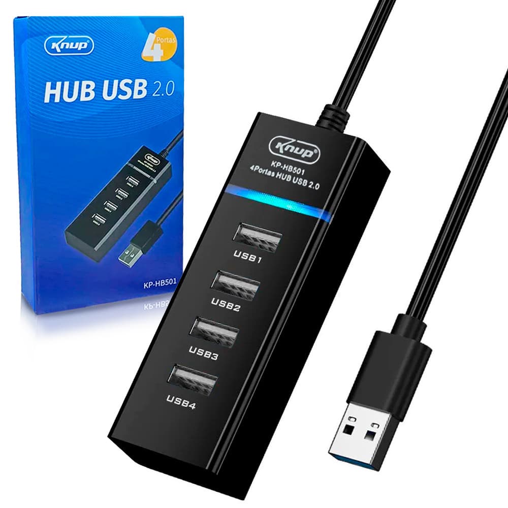 Hub USB 2.0 com 4 Portas USB Knup - KP-HB501
