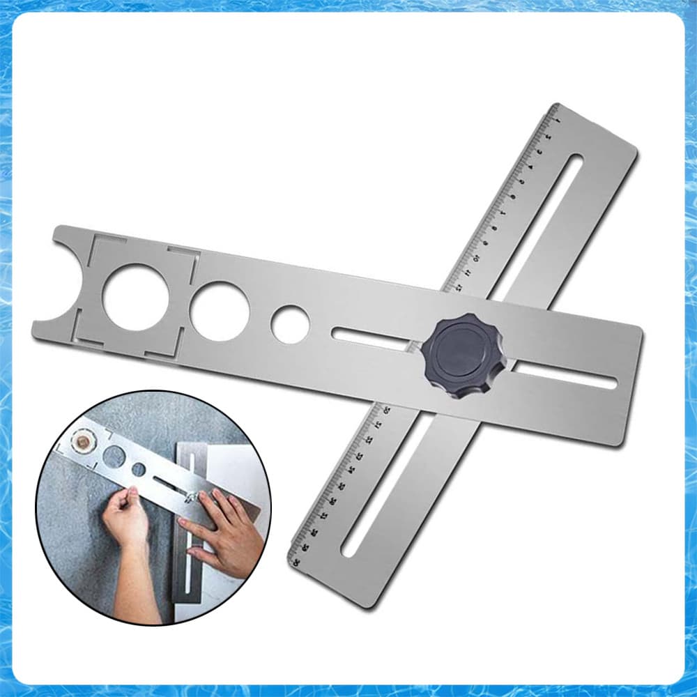 Régua Posicionamento 40cm Aço Inoxidável Instalação Azulejo DIY Acessórios Alta Precisão Três Furos