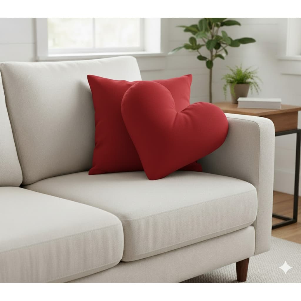 Kit Almofada Coração + Almofada Quadrada 35x35cm – Decoração para Sala e Quarto Presnte Amor