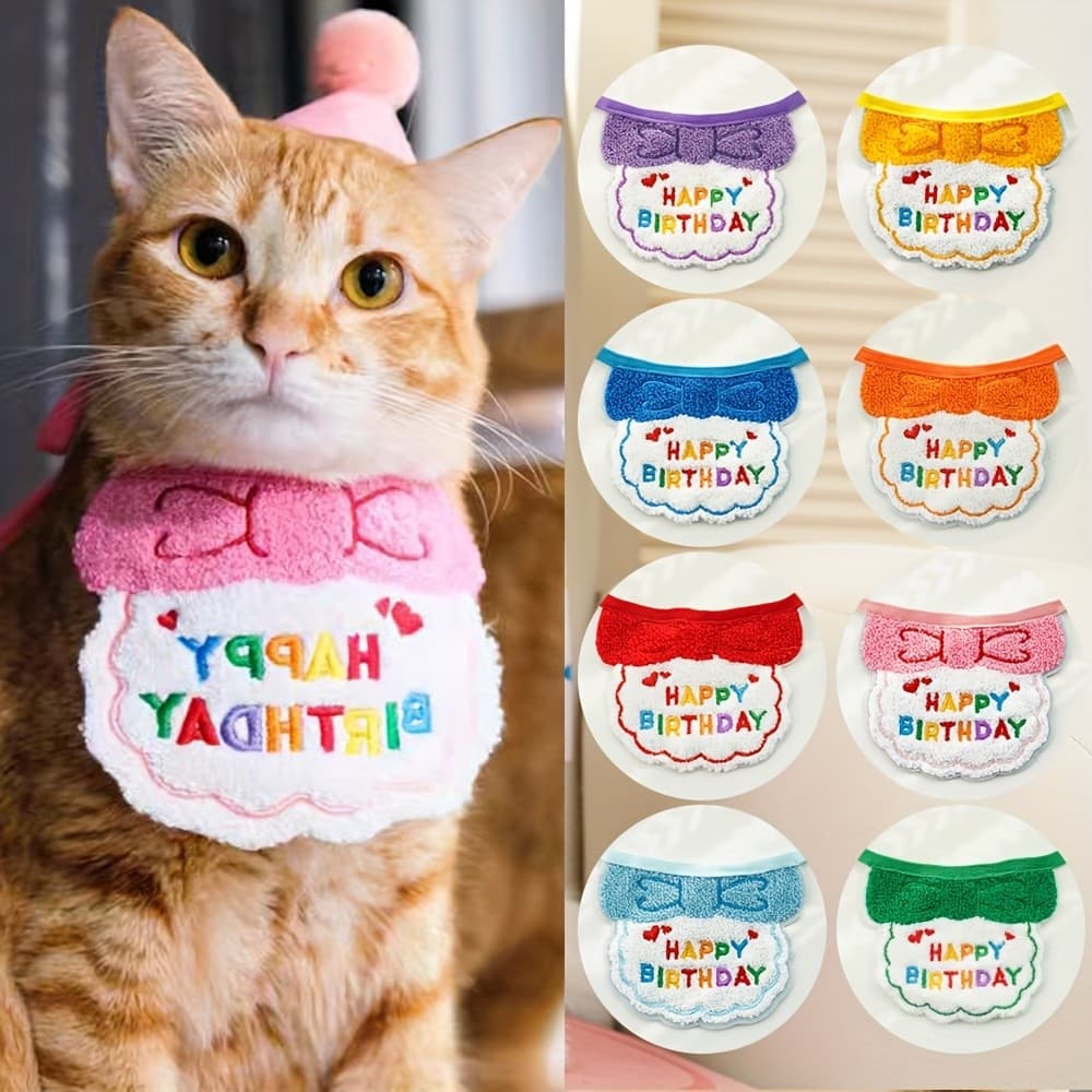 Mini Babete De Aniversário Com Chapéu De Festa Ajustável Estimação Suprimentos Para Filhotes