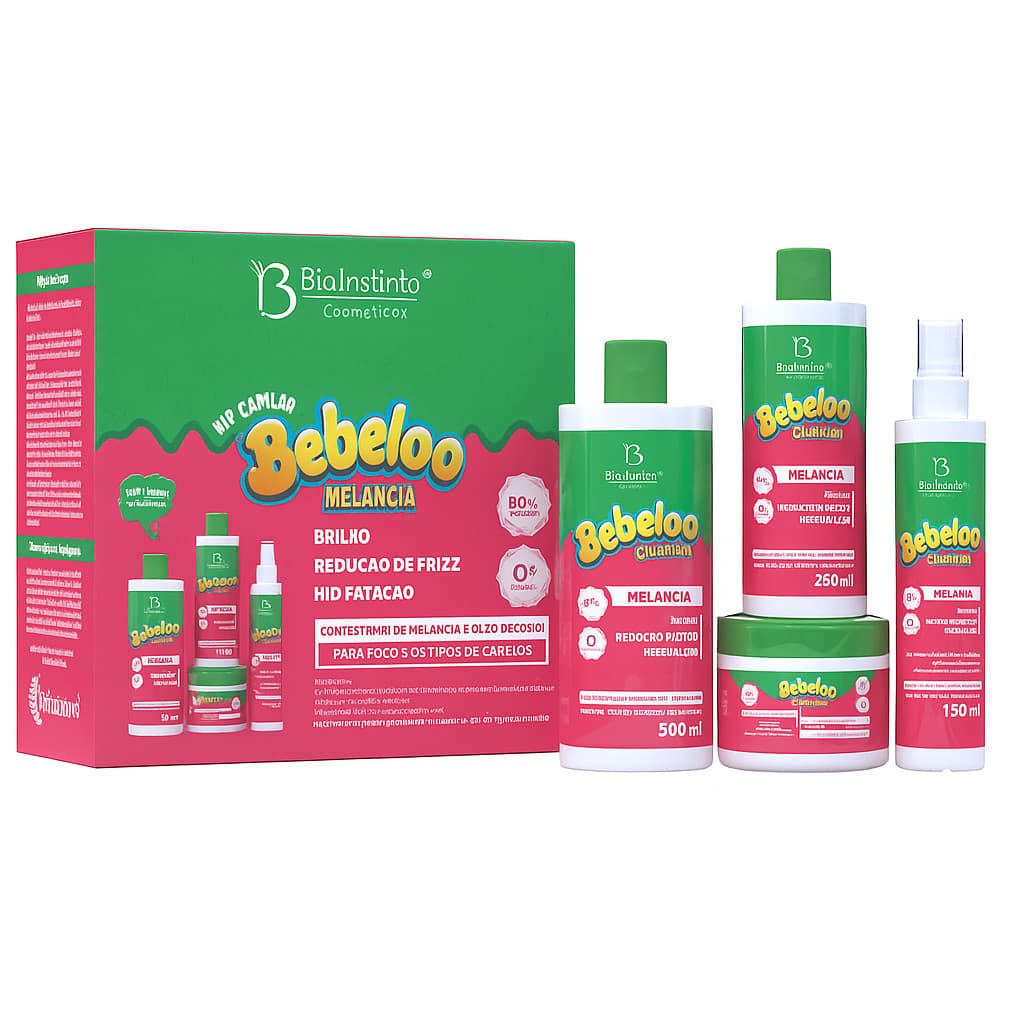 Kit Tratamento Capilar 4 Itens Bebeloo Melancia Shampoo Condicionador AntiFrizz