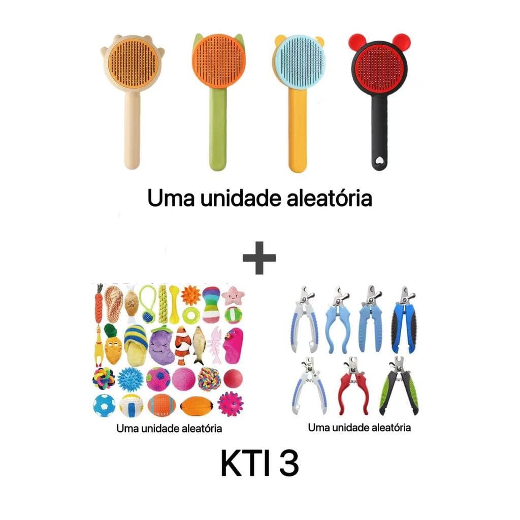 3 KTIS Escova Pente + Cortador de Unha + Brinquedo