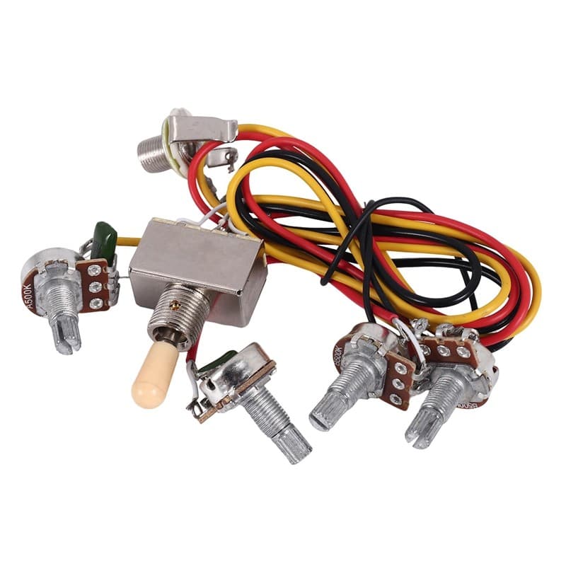 Chicote Elétrico De Guitarra Pré-Conectado 2 Volumes 2 Tons 4-500k Potes Para LP