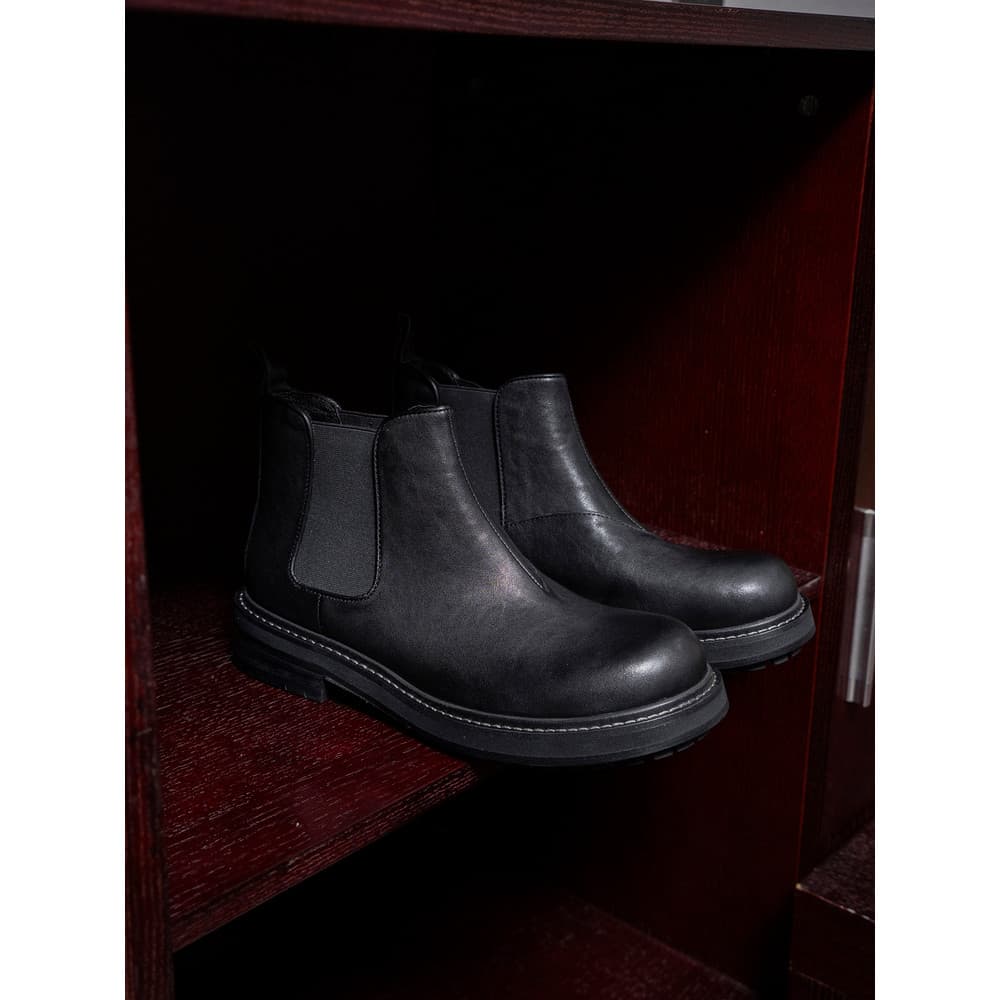 3 segundos usar e tirar/britânico Retro feito à mão couro genuíno deslizamento-On capa pé Chelsea botas curtas masculina