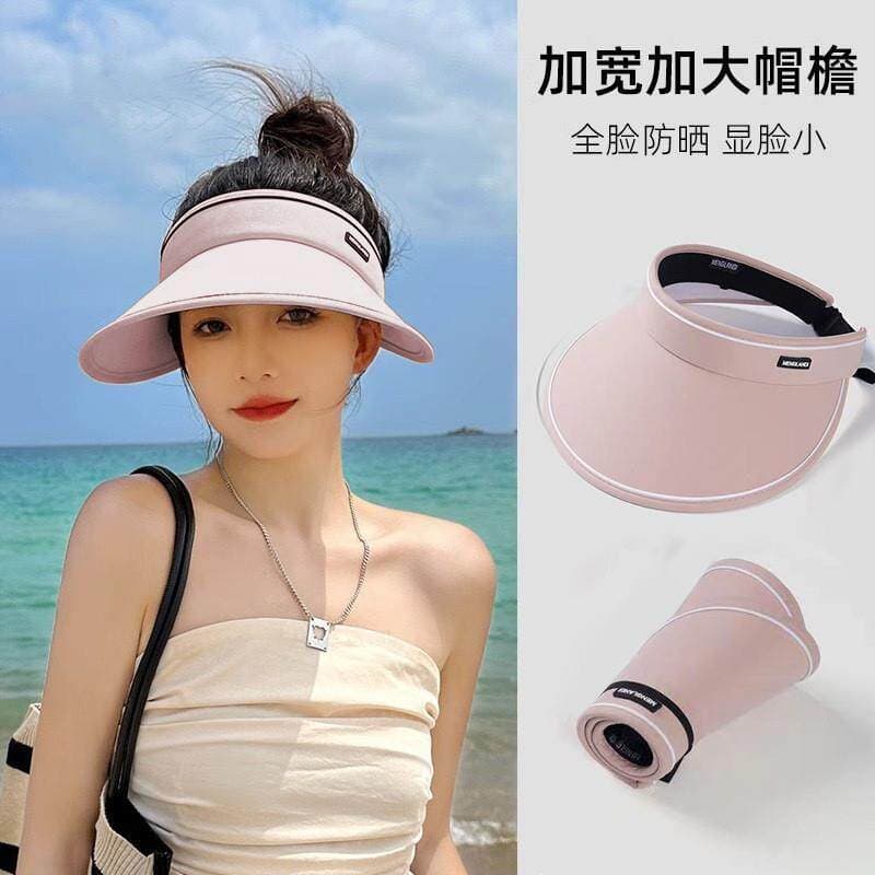 Chapéu de sol feminino 2025 novo estilo protetor solar Anti-ultravioleta oco topo verão Extra grande borda chapéu de sol
