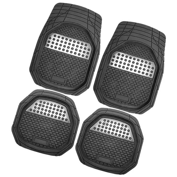 Tapete bandeja borracha preto 4 Peças  universal luxo