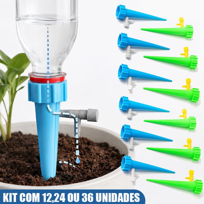 Kit Gotejador Irrigador Dosador Água 12/24/36/48 Unidades Cultivo Horta Flores Em Vasos
