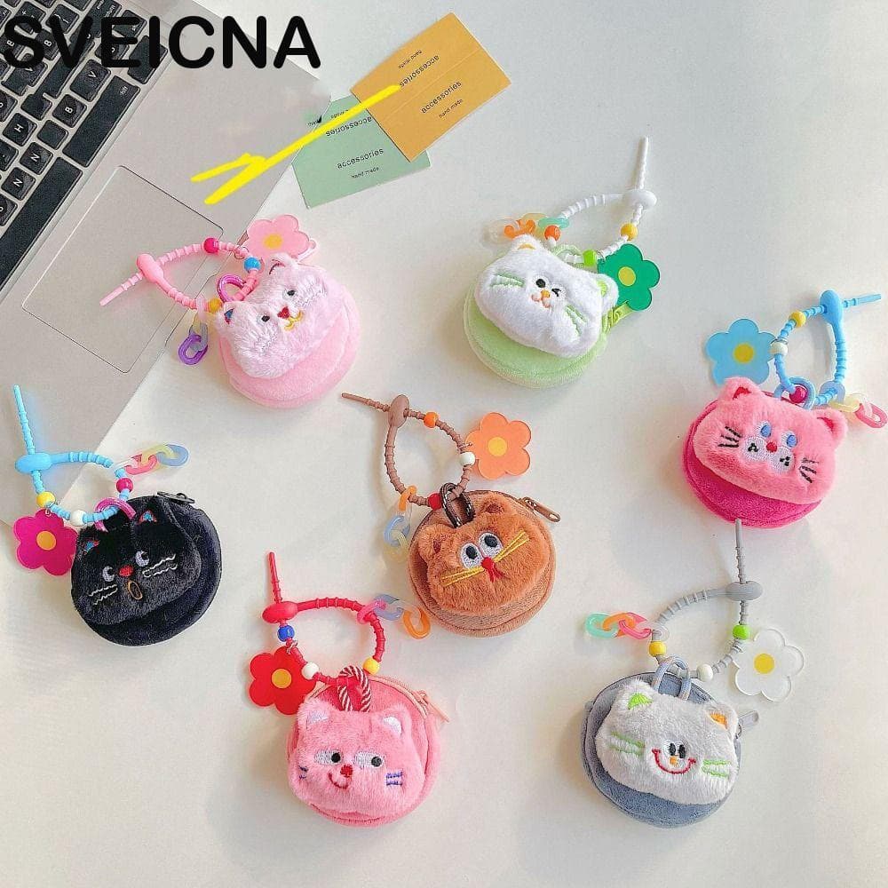 SVEICNA Bolsa De Fone De Ouvido De Gato De Pelúcia , Pingente De Boneca De Desenho Animado Fofo E Engraçado , Chaveiro M