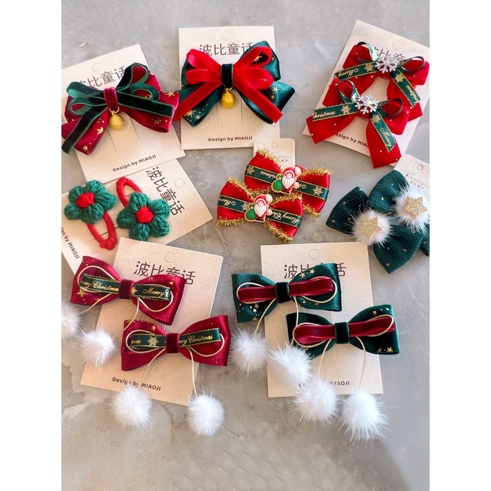 Natal crianças hairpin Headdress menina bebê hairpin borracha anel de cabelo bandana crianças bonito arco acessórios par