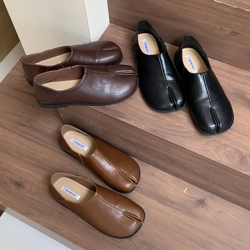 Bailamos Novos Sapatos Femininos Tabi Ninja com Bico Dividido, Slip On, em Microfibra, Chinelos Confortáveis, Sola Macia