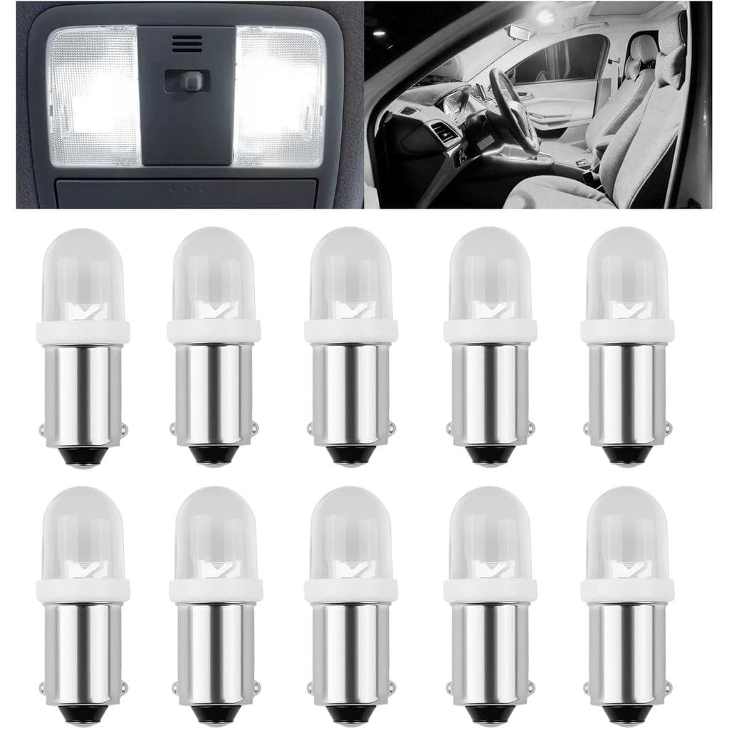 10 Lâmpadas LED BA9S para Carro, Lâmpadas LED COB 12V 1891/53/64111/1895 com Temperatura de Cor 6000K para Substituição
