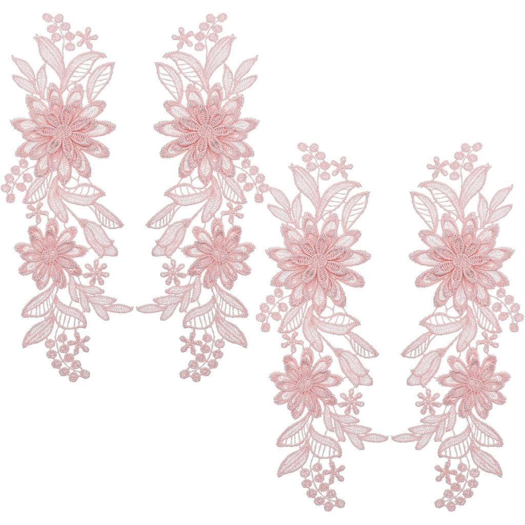 4Pcs Pink Lace Appliques Embellishments,3D Flower Applique for Clothes for Sewing Making Dress Embellishments Clothing B