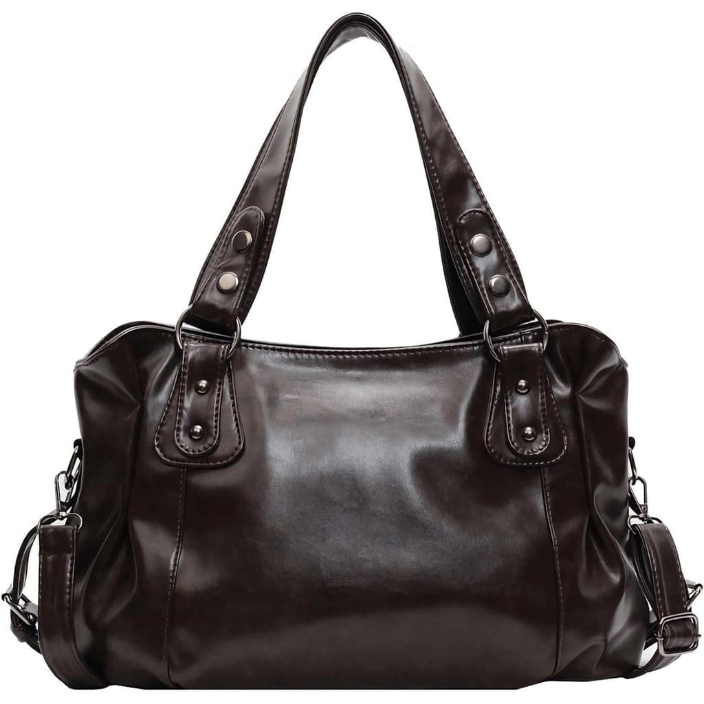 Bolsa de ombro vintage para mulheres, bolsas transversais de couro vegano macio marrom, bolsa hobo transversal de grande