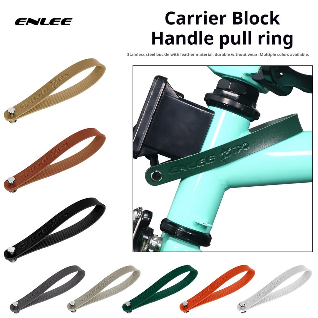 ENLEE Acessório De Anel De Tração De Couro Para Bicicleta Dobrável Brompton , Gancho De Alça De Rack Frontal Bolsa De Ca