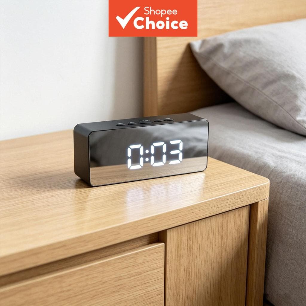 Relógio Minimalista Com Espelho Led , Despertador De Mesa Digital Moderno Display Transparente Para Quarto E Escritório