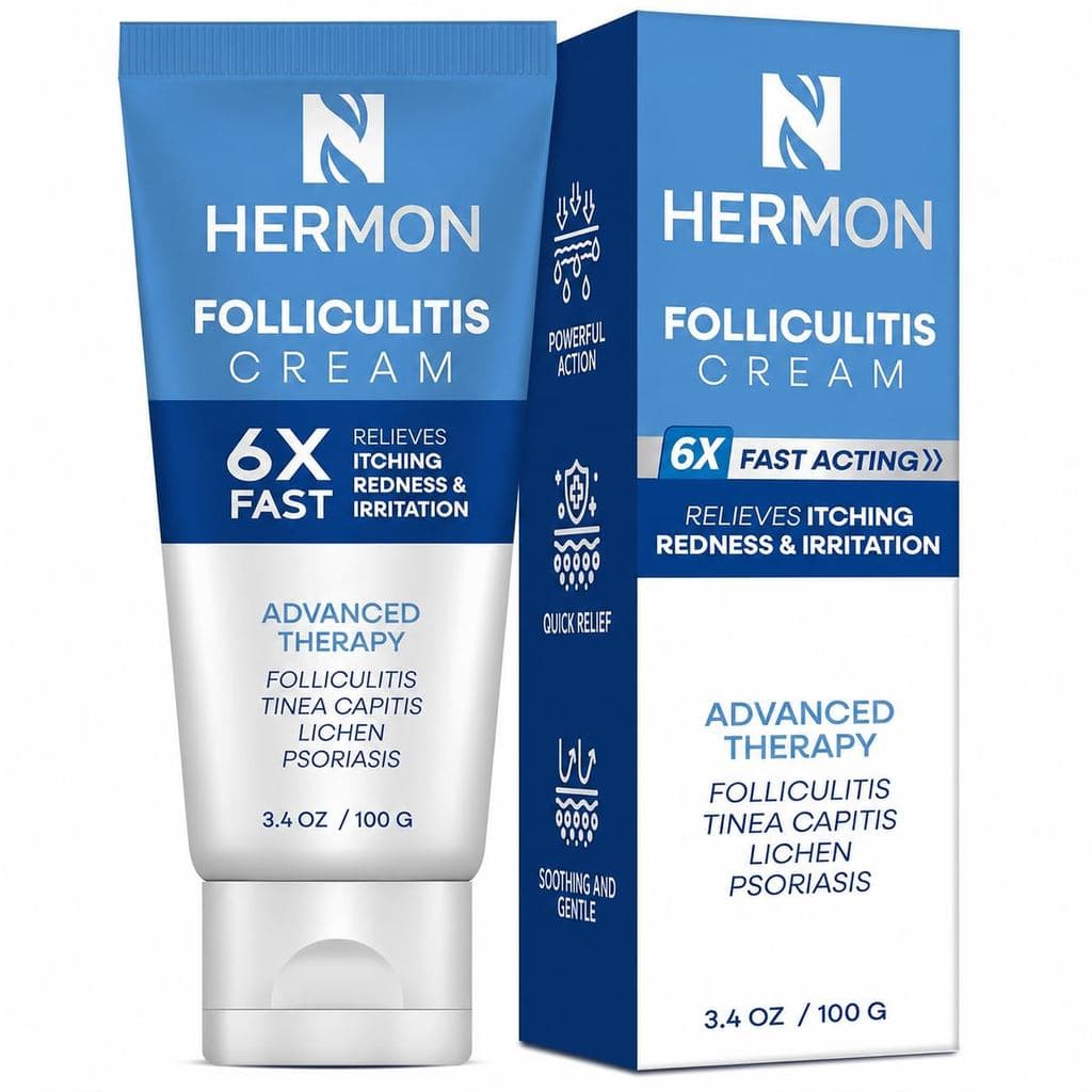 Creme para Foliculite Hermon: Eficaz para Foliculite no Couro Cabeludo, Rosto e Corpo 100g 5NLW