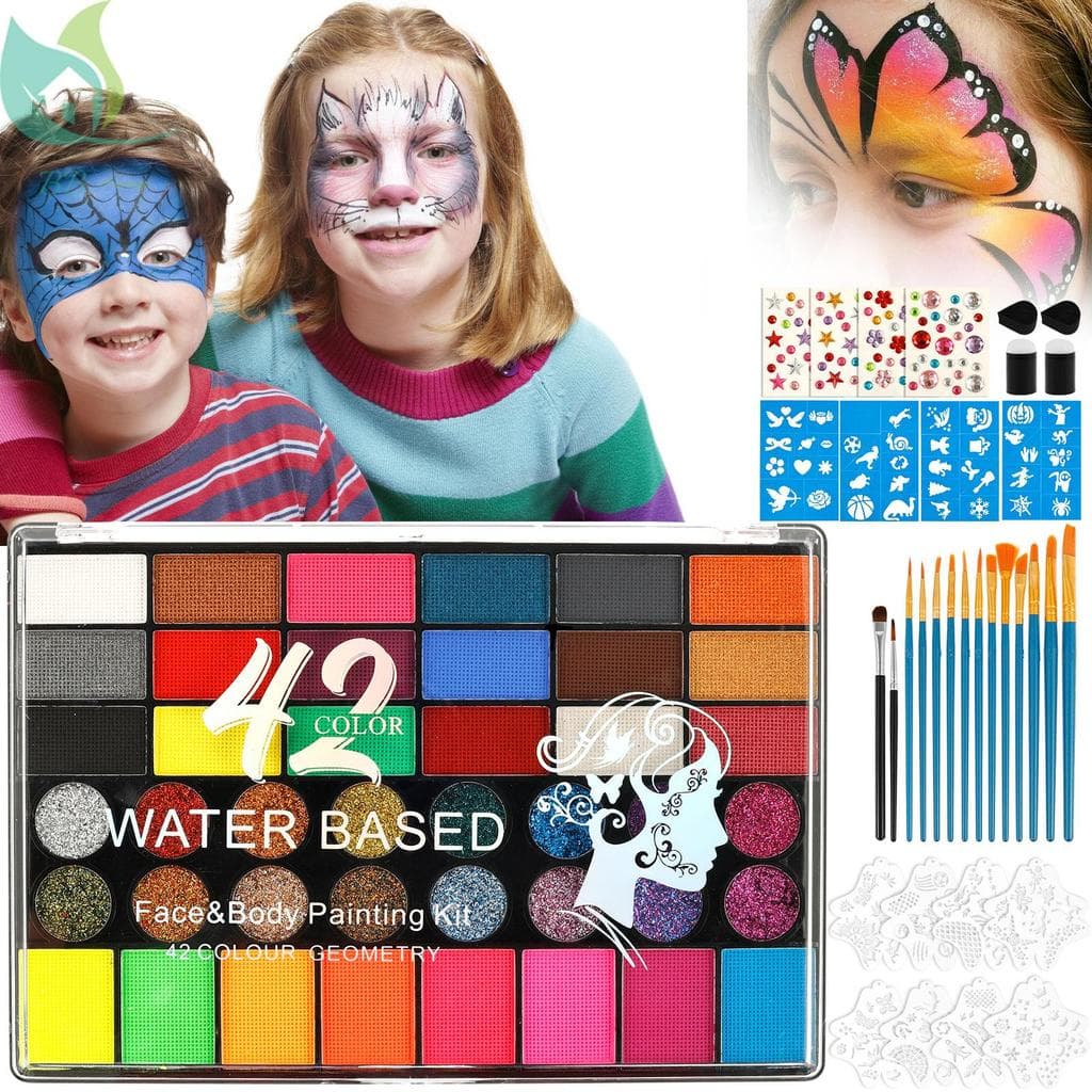 Plástico 42 Cores Pintura Facial Conjunto De Maquiagem Efeito Cintilante Kit Corporal Seguro Para Bola De Máscaras SHOPQ
