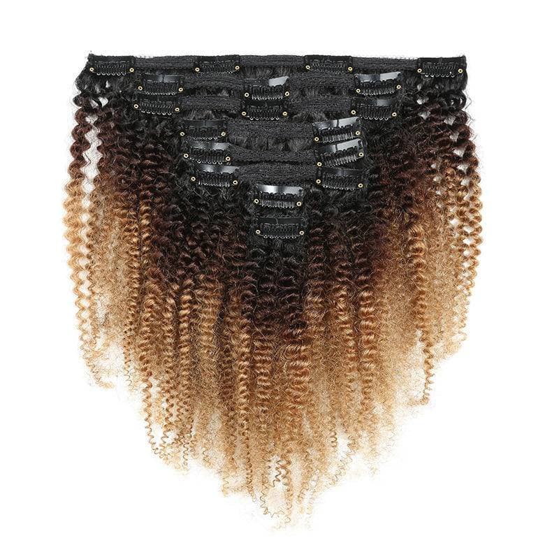 T1B/4/27 Clip Afro Kinky Curly Em Extensões De Cabelo Brasileiro 8Pcs/Set De Cor Ins Remy Hair 8-26 Inch 120G