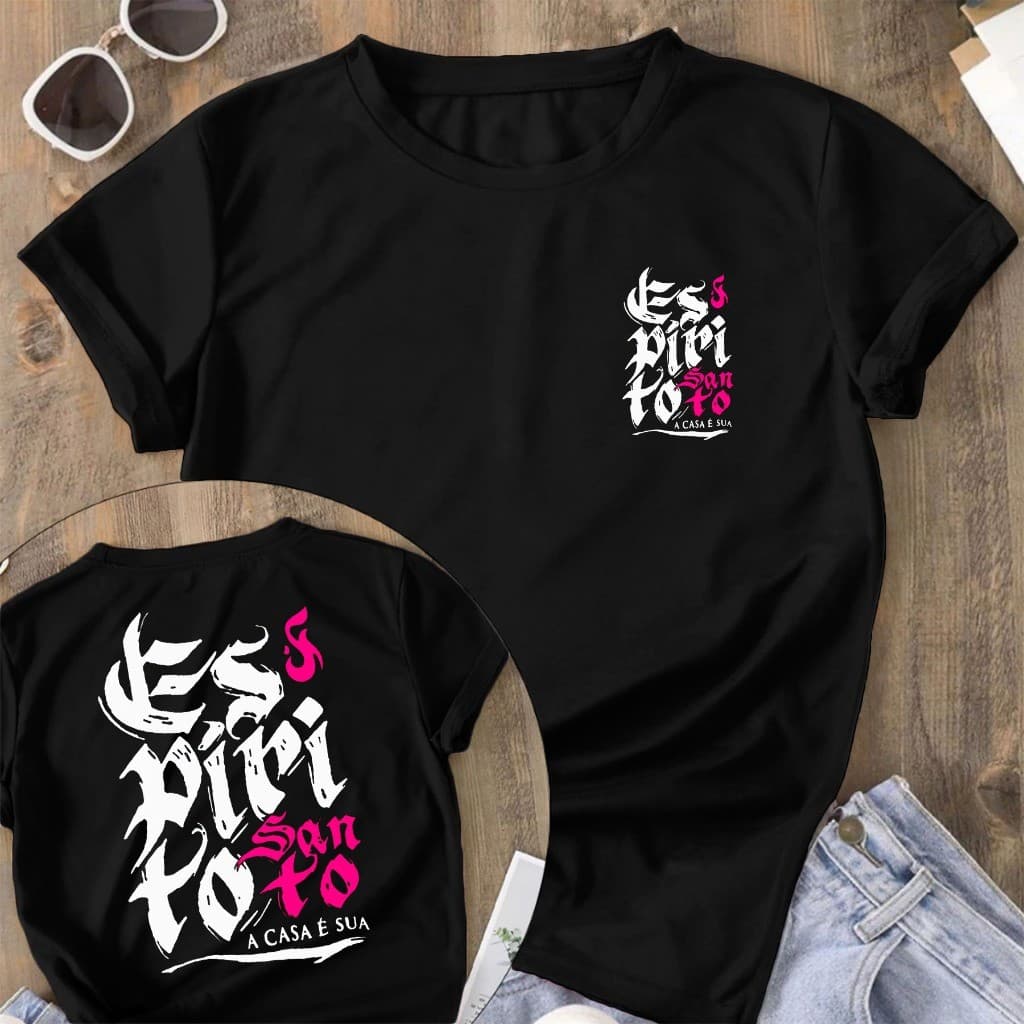 Camiseta Evangélica   Cristã ESPIRITO SANTO A CASA É SUA Camisa 100% algodão