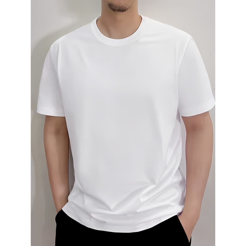Japonês único 2025 verão roupas masculinas/femininas em torno do pescoço cor sólida base algodão básico manga curta cami
