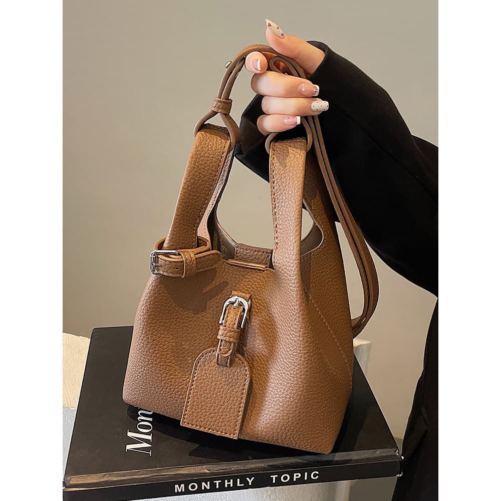 bolsa transversal feminino bolsa feminina Bolsa balde retrô transversal com Design de nicho coreano
