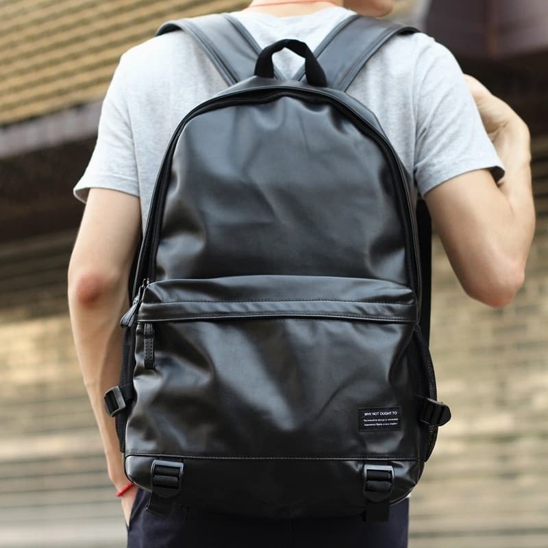 Versão coreana na moda masculina Casual mochila de viagem couro genuíno saco do computador estilo Preppy saco de escola