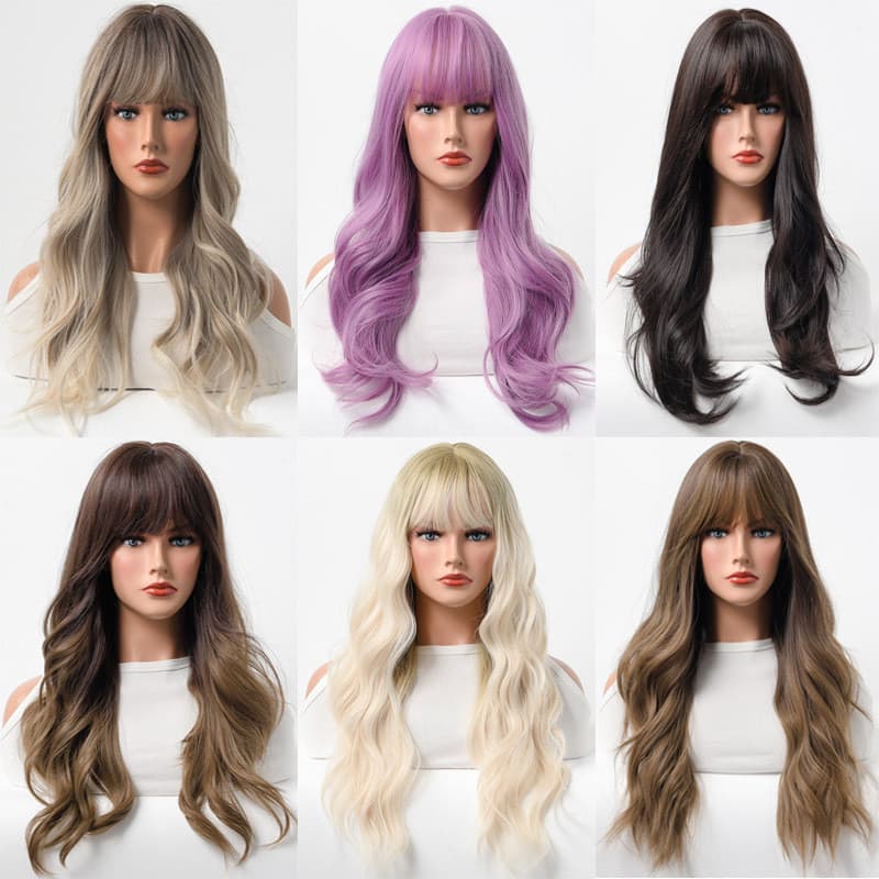 Penteado chapelaria moda peruca feminina completa grande onda cabelo longo cabelo encaracolado europeu americano todo no