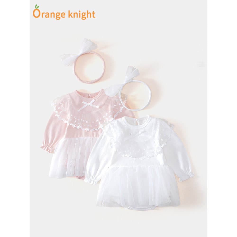 Meninas vestido de princesa primavera outono saia de manga comprida mês inteiro vestido de um ano bebê cem dias banquete