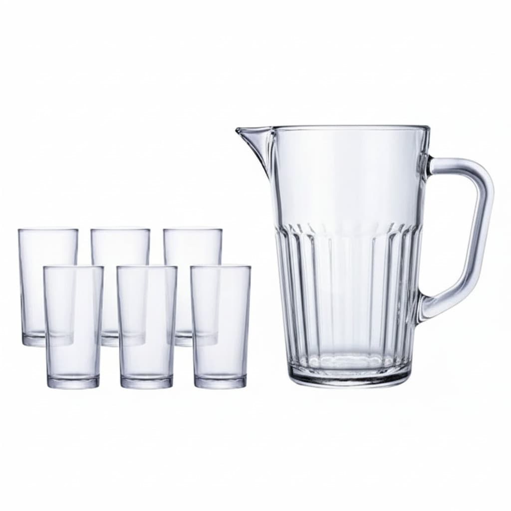 Conjunto de Jarra com 6 Copos de Vidro para Suco