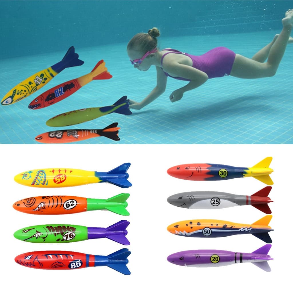 4pcs Mini Jogo De Mergulho Subaquático Torpedo Foguetão De Brinquedos Verão Treinamento