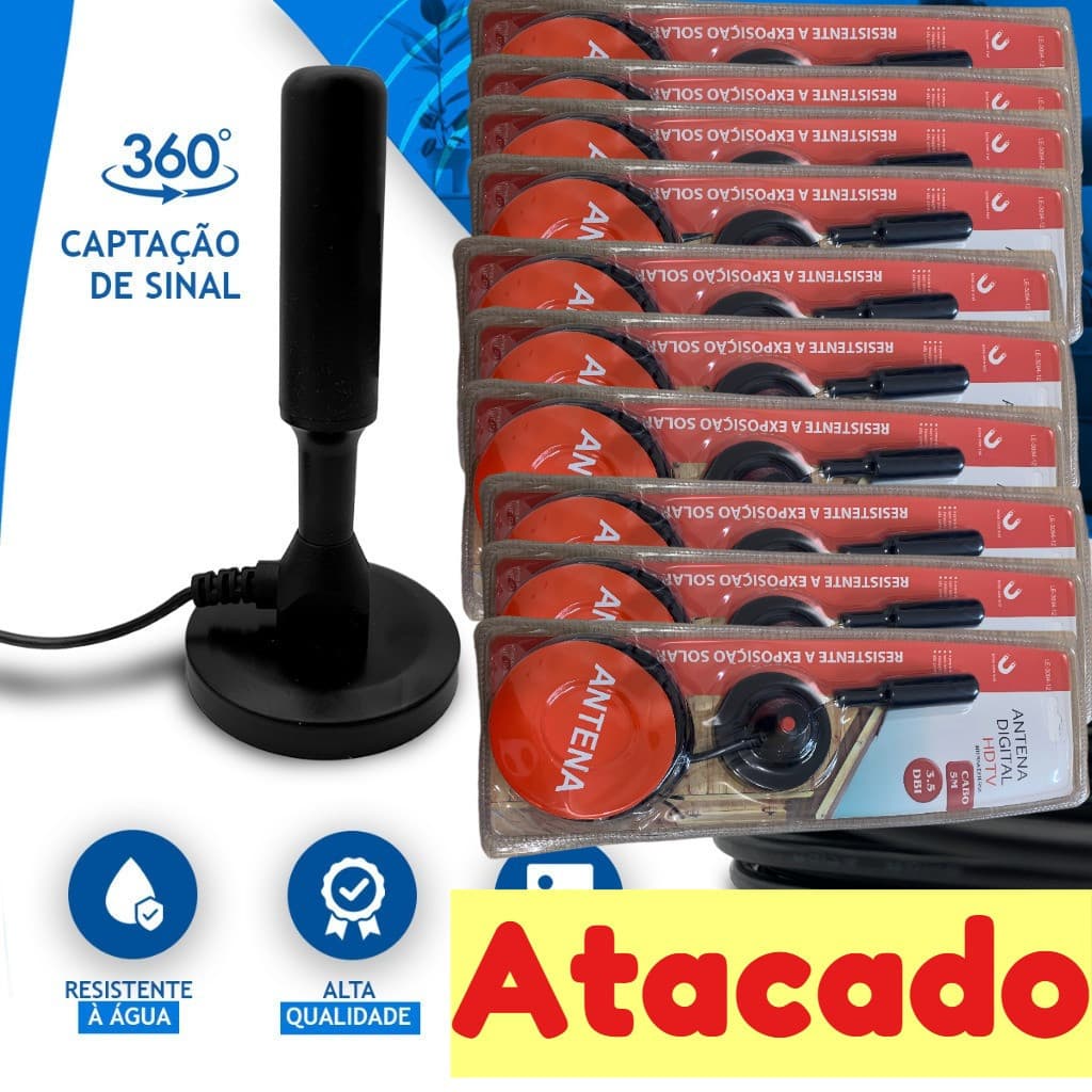 Atacado Kit 5/10 Pcs Antena De TV Digital Compatível 4K Full HD Uso Interno E Externo Cabo Longo Sinal Potente