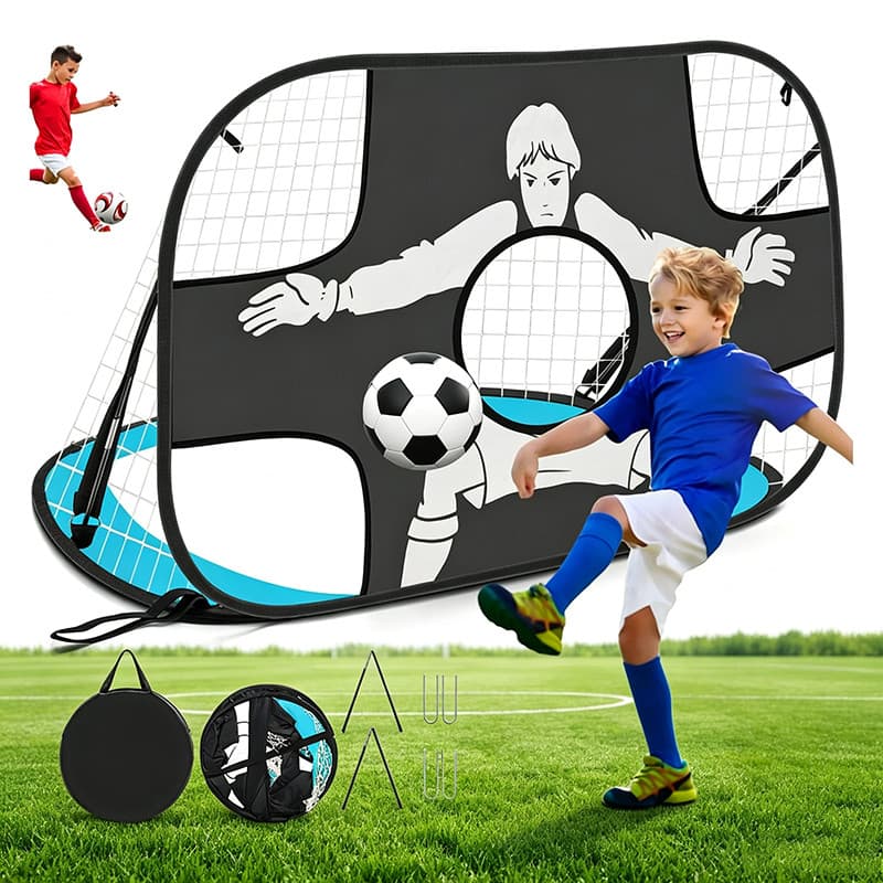 Gol De Futebol Pop-Up Dobrável Infantil Com Alvo De Chute, Trave Portátil Com Bolsa E Estacas Para Gramado E Quintal