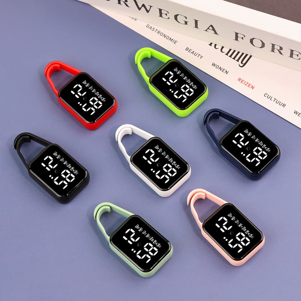 2026 novo estilo relógio de parede quadrado estudante exame tempo relógio chaveiro LED tela toque luminosa à prova dwate