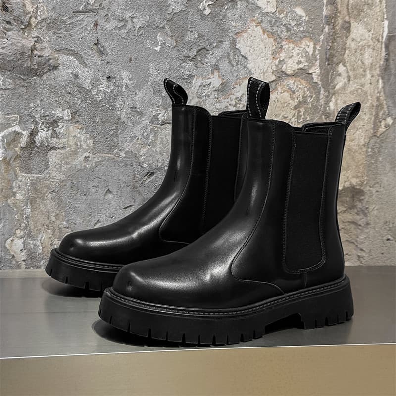 Ins na moda masculina Chelsea botas masculinas outono capa pé botas de chaminé de alta qualidade preto All-Match ferrame