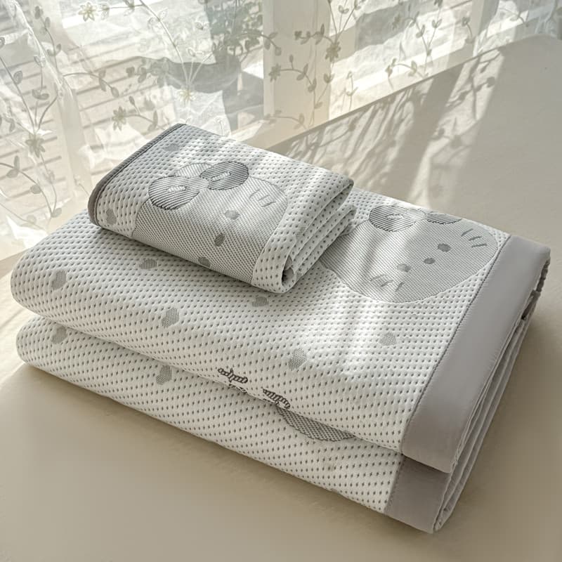 2026 novo estilo verão gelo Doudou tapete legal conjunto de três peças folha esteira ar condicionado tapete macio laváve