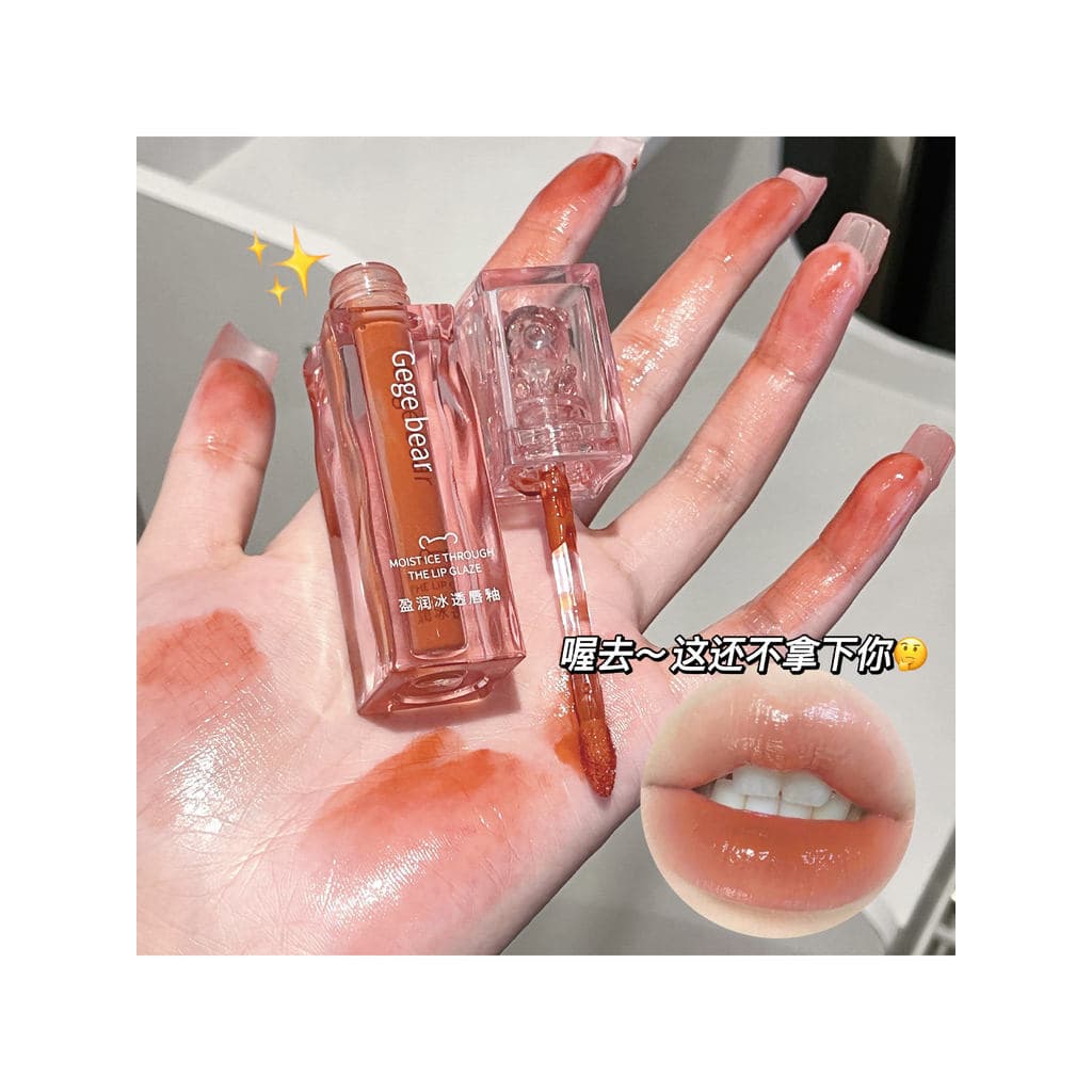 Yingrun gelo transparente brilho labial água brilho espelho superfície não é fácil de colar copo segurar maquiagem não é