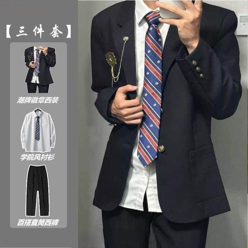 Estilo japonês estilo Preppy dois botões DK uniforme terno primavera outono estudantes rufião bonito terno camisa calças