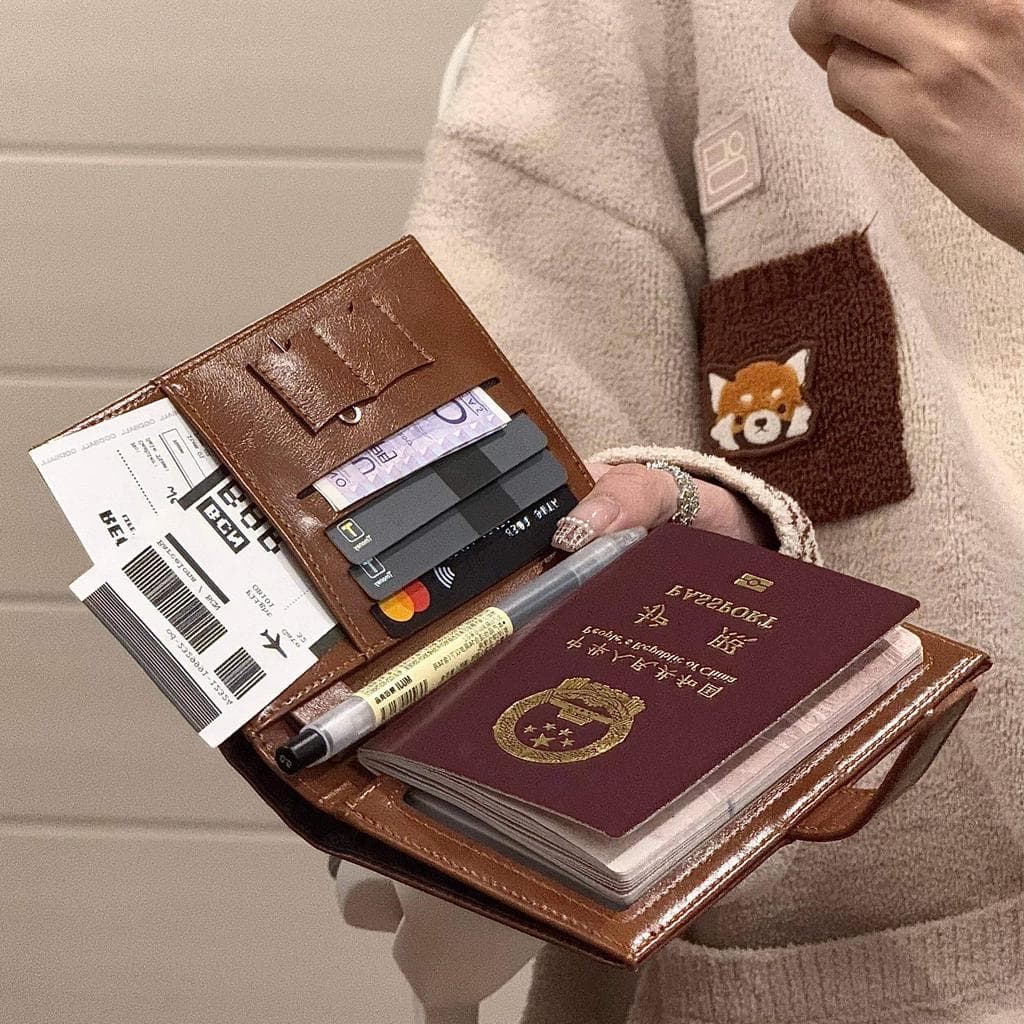 Retro óleo couro passaporte titular viagem Outing documento saco integrado carteira titular do cartão titular do passapo