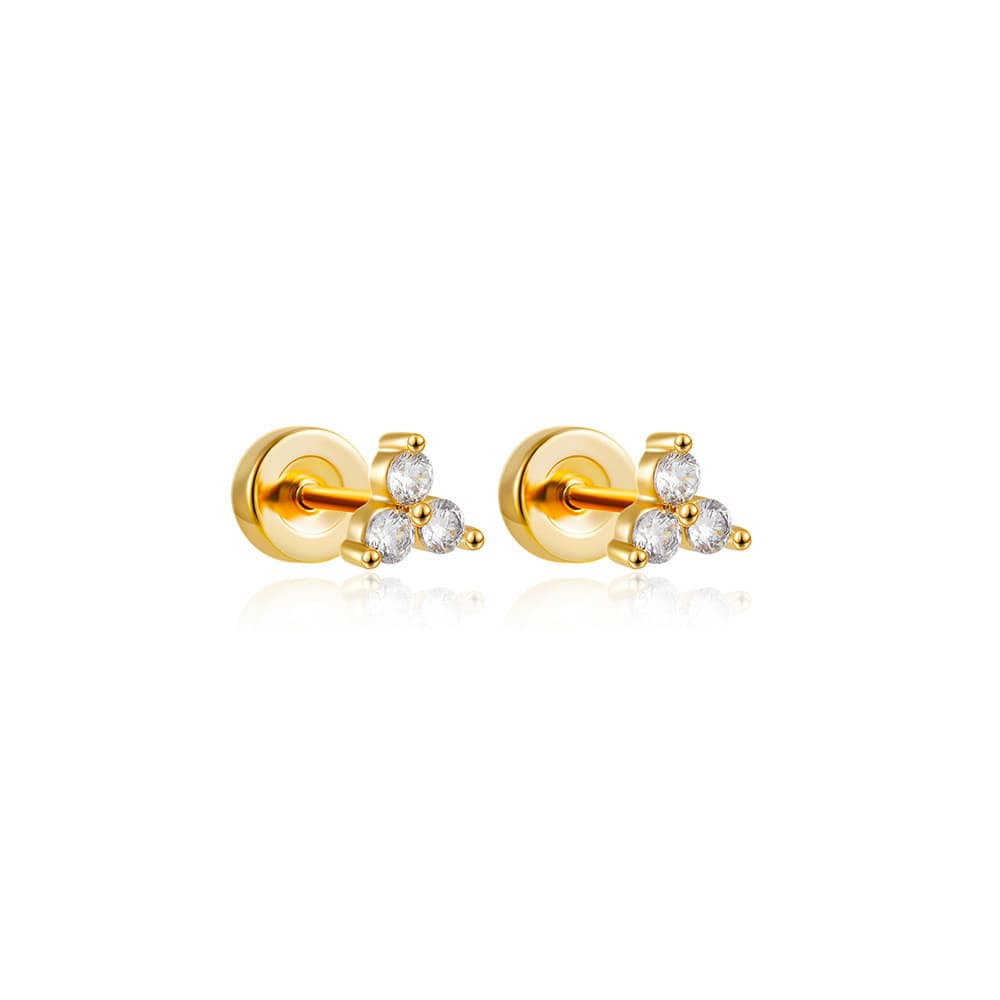 Piercing de zircônia em aço inoxidável e ouro 18K para cartilagem da orelha, piercing para o nariz, piercing de rosca re