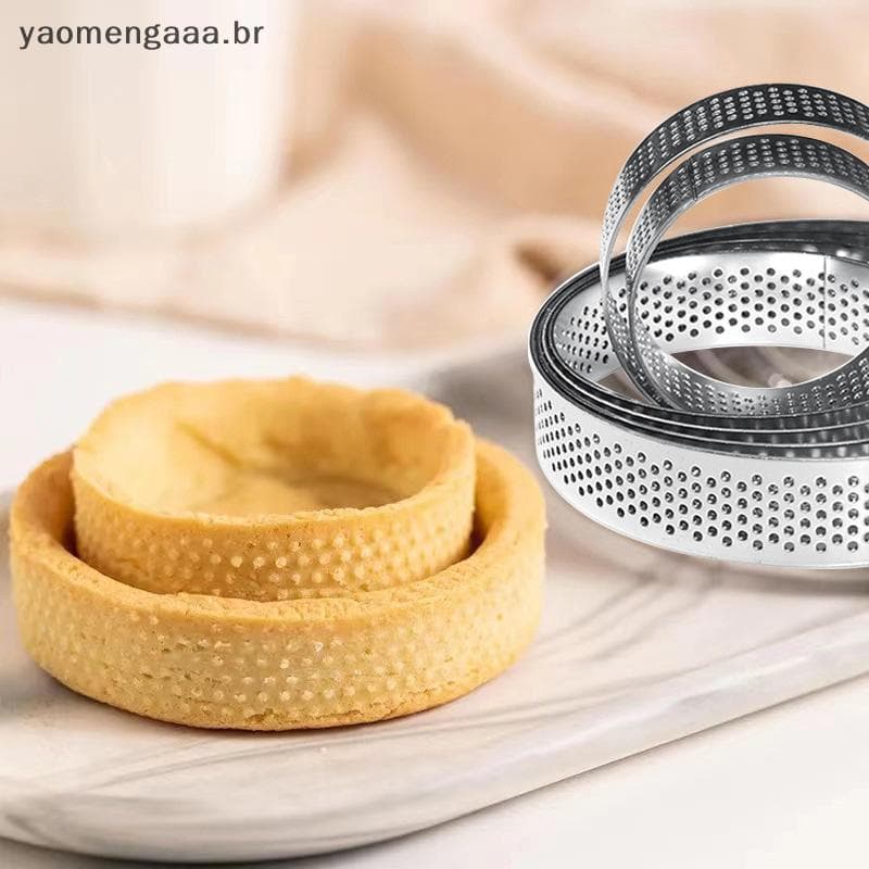 [yaoaa] 5 Peças De Anéis Redondos De Aço Inoxidável , Moldes Perfurados Resistentes Ao Calor , Faça Você Mesmo , Mousse