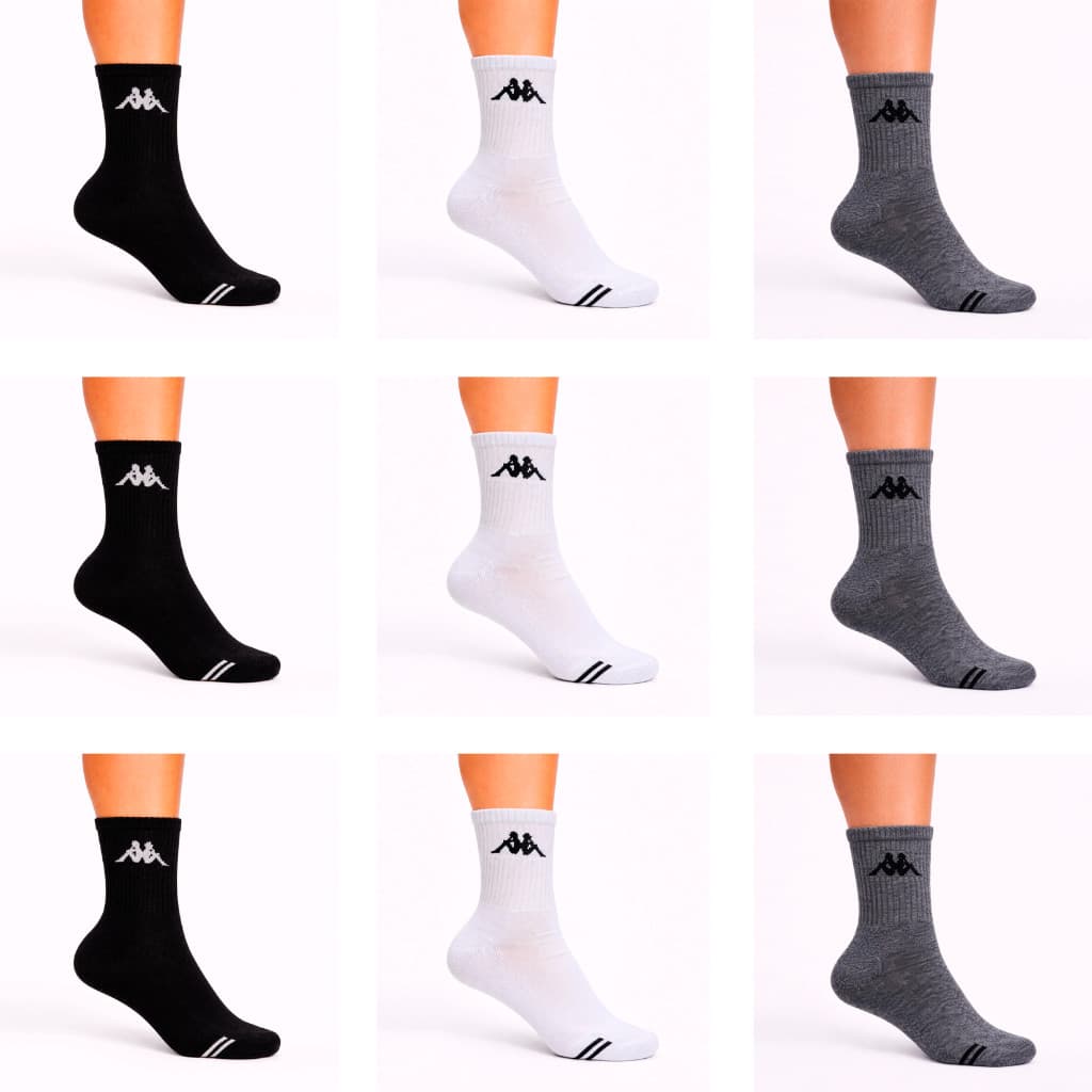 Kit 9 Pares Meia Cano Médio Esportiva Kappa