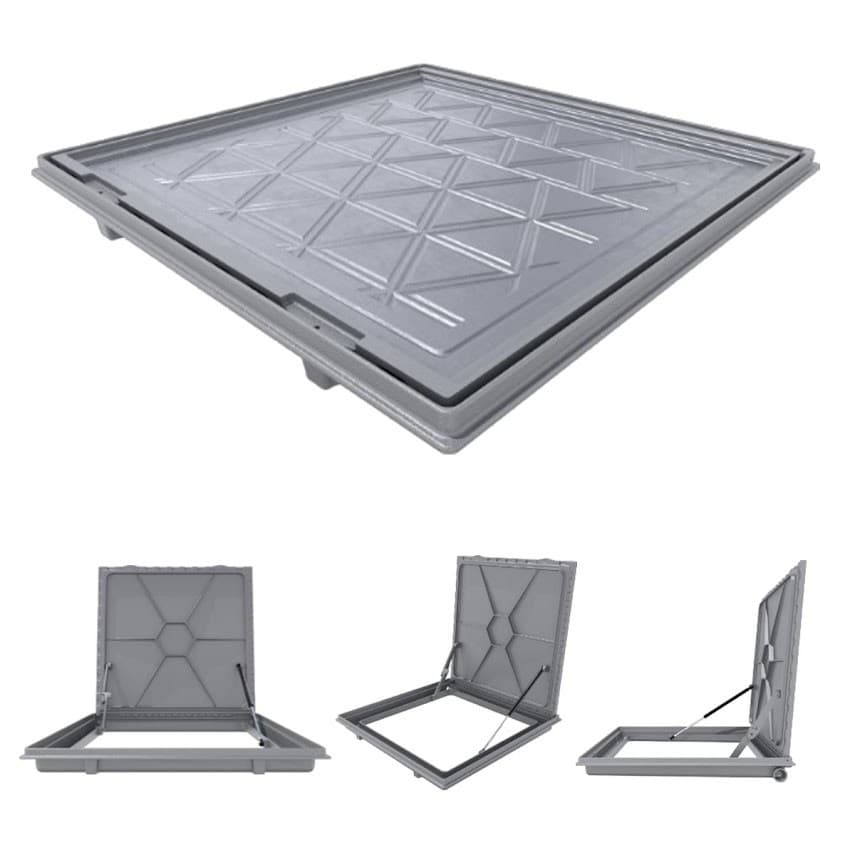Tampa Piscina Casa Máquina 40x40 Articulada Rebaixada Cinza
